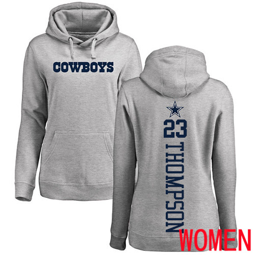 Women Dallas Cowboys Ash Darian Thompson Backer #23 Pullover NFL Hoodie Sweatshirts->women nfl jersey->Women Jersey